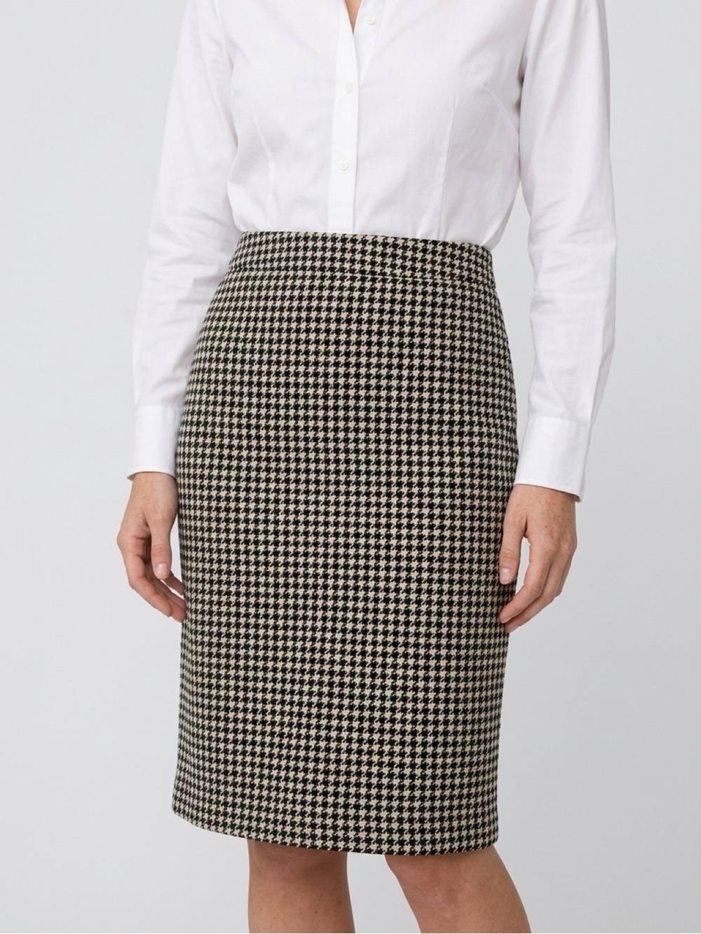 J. Crew Houndstooth Pencil Skirt - Black & Cream